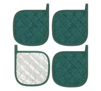 NINMORTH Heat Resistant Pot Holders for Kitchen 4 Pack, Thick Non-Slip Hot Pads Trivets up to 400F, Multi-Use Protective Mats for Stove Oven Dining, for Red(4pcs Dark Green)