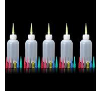 NINMORTH Plastic Squeeze Bottle Condiment Dispenser 50ml with 7 Nozzles Ketchup Mustard Sauce Vinegar Salad Cake 5 Pack