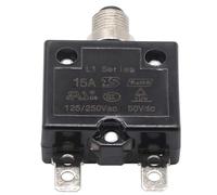 NINMORTH Push Button Thermal Circuit Breaker 15A L1 Series Manual Reset Overload Protector for 125/250V AC 50V DC Applications