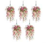 NINMORTH Silk Artificial Hanging Flowers 77x36cm Fade Resistant Morning Glory Vines for Balcony Porch Garden Decoration Rose Red(white pink)
