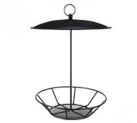 NINMORTH Sturdy Cylinder Bird Feeder Metal Suet Cake Holder for Garden Outdoor Use Easy Assembly Black(1-piece)