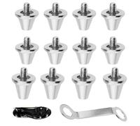 Ninnyi 12 PCS Metal Studs Football Boots for Adidas Puma New Balance, 13mm/15mm Replacement Rugby Studs with Wrench Silver