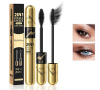 Ninnyi 2 In 1 Waterproof Tubing Mascara,Clump-Free 4d Silk Fiber Long Lash Mascara Volume and Length for Makeup Black