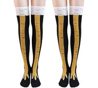 Ninnyi 2 Pairs Chicken Leg Socks, Funny Knee High Chicken Feet Socks, Cute 3D Cartoon Design for Women Cosplay Gifts(Black)