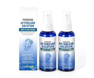 Ninnyi 2 Pcs Piercing Cleaning Solution, 120ml Gentle Saline Piercing Spray for Nose Belly Button Ear