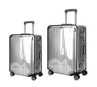 Ninnyi 2 Pcs Suitcase Covers Protectors, 24+28 Inch Waterproof Clear PVC Luggage Cover for Wheeled Suitcase Business Trip