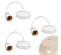 Ninnyi 3 Pcs E27 Light Fittings Ceilings, White Plastic Pendant Ceiling Lights Fitting for Kitchen Island Living Room Bedroom Dinning Room Lightings