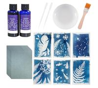 Ninnyi 30 Pcs Cyanotype Paper Kit, 24 Sheets A6 Sensitive Sun Art Paper 2 Cyanotype Sensitizer for Photographic DIY Arts Crafts Projects