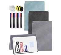 Ninnyi 3Pcs A5 Whiteboard, Portable Reusable Mini Whiteboard with 9 Erasable Pens 6 Wipe for Office Desktop (Blue/Black/Grey)