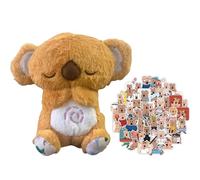 Ninnyi Breathing Teddy Bear for Anxiety Relief with Koala Stickers, Soothing Otter Sleep Buddy with Music Lights Breathing Actions