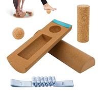 Ninnyi Cork Roller Balance Board with Massage Ball and Resistance Bands, Foot Strengthener Trainer, Ankle Balance Board for Gym, Office, Home