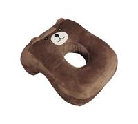 Ninnyi Ear Piercing Pillow, Cute Soft Pillow with Hole for Ear for Napping in Classrooms Offices Libraries Airplanes, Memory Cotton (Brown Bear)