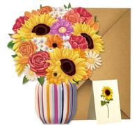 Ninnyi Pop Up Birthday Cards for Women, Pop Up Flower Bouquet Card for Mom Wife Teacher