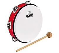 Nino Percussion Headed Tambourine Instrument - Musical Instrument for Children from 5 Years - Diameter 8 inch - Plastic, Red (NINO51R)