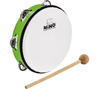 Nino Percussion Headed Tambourine Instrument - Musical Instrument for Children from 5 Years - Diameter 8 inch - Plastic, Green (NINO51GG)