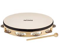 Nino Percussion Headed Wood Tambourine - Musical Instrument for Children from 3 Years - Diameter 6 inch - 1 Row Jingles - Maple Plywood, Natural (NINO942)