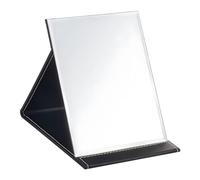 Ninoclar 17x12cm Portable Folding Mirror, Super HD Compact Makeup, Black PU Leather Travel, Free Standing Vanity Mirrors, Tabletop Foldable Mirror (Small)