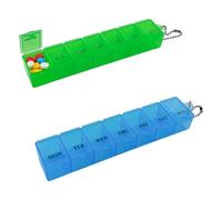 Ninoclar 2 Pieces Pill Box Organiser Pill Dispenser Box, 7 Day Pill Box Organiser One Time a Day, Weekly Pill Box Pill Organiser for Medication, Supplements, Vitamins, Cod Liver Oil(Blue Green)