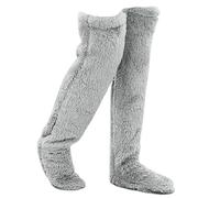 Ninoclar Snuggs Cozy Socks Thigh High, Snuggs Cozy Socks Knee High, Snuggle Paws Thigh High Socks, Fluffie, Soft and Cute Longsocks, For the Winter (Grey)