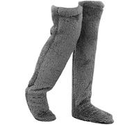 Ninoclar Snuggs Cozy Socks Thigh High, Snuggs Cozy Socks Knee High, Snuggle Paws Thigh High Socks, Fluffie, Soft and Cute Longsocks, For the Winter (Dark Grey)