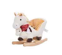 NINODOVAE Kids Rocking Horse horse, Animal Wooden Rocker for kid 12-36 months, with hand puppet for play (White)