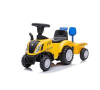 NINODOVAE Ride On Tractor, NEW HOLLAND Licensed car toy, Toddler Sliding Walker with Steering Wheel, horn music&lights for 12-36 months (Yellow)