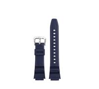 NINOMA 18MM Black Orange Convex Joint Silicone Watch Strap Compatible With Casio W218H/AE-1200/SGW-300/MRW-200 Rubber Watch Band Watch Accessories(Blue-silver)