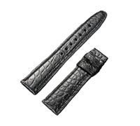 NINOMA 21mm 22mm Crocodile Leather Strap Compatible With IWC Portugues Pilot Men's Bracelet Replacement Wrist Strap Brown Black Bracelet(B Black,21mm)