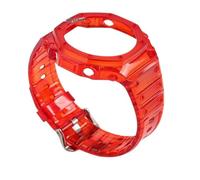 NINOMA Compatible With Casio GA2100 ga2110 GA-B2100 Soft bezel Strap Modified Farm Oak Black Knight silicone watch band case GA-2100 Set waterproof(Jelly Red)