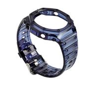 NINOMA Compatible With Casio GA2100 ga2110 GA-B2100 Soft bezel Strap Modified Farm Oak Black Knight silicone watch band case GA-2100 Set waterproof(Jelly Royal Blue)