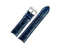 NINOMA Compatible With GP Jaeger-LeCoultre Citizen Curved Leather Watch Band With Men's Cowhide Watch Band 20mm 21mm 22mm(Blue-silver A,21mm)