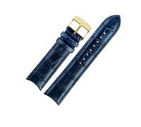 NINOMA Compatible With GP Jaeger-LeCoultre Citizen Curved Leather Watch Band With Men's Cowhide Watch Band 20mm 21mm 22mm(Blue-gold A,21mm)