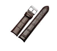 NINOMA Compatible With GP Jaeger-LeCoultre Citizen Curved Leather Watch Band With Men's Cowhide Watch Band 20mm 21mm 22mm(Brown-silver A,20mm)