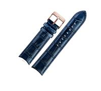 NINOMA Compatible With GP Jaeger-LeCoultre Citizen Curved Leather Watch Band With Men's Cowhide Watch Band 20mm 21mm 22mm(Blue-rosegold A,21mm)