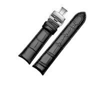 NINOMA Compatible With GP Jaeger-LeCoultre Citizen Curved Leather Watch Band With Men's Cowhide Watch Band 20mm 21mm 22mm(Black-silver B,21mm)