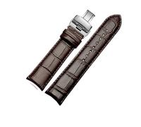 NINOMA Compatible With GP Jaeger-LeCoultre Citizen Curved Leather Watch Band With Men's Cowhide Watch Band 20mm 21mm 22mm(Brown-silver B,22mm)