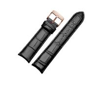 NINOMA Compatible With GP Jaeger-LeCoultre Citizen Curved Leather Watch Band With Men's Cowhide Watch Band 20mm 21mm 22mm(Black-rosegold A,21mm)