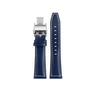NINOMA Compatible With Longines Fast Equestrian Comcast Master Series Replacement Bands Bracelet For Men Women Cowhide Watch Chain Folding Buckle(Blue wl silvery,22mm)