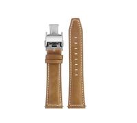 NINOMA Compatible With Longines Fast Equestrian Comcast Master Series Replacement Bands Bracelet For Men Women Cowhide Watch Chain Folding Buckle(Khaki wl silvery,21mm)