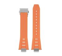 NINOMA Compatible With Tissot 1853 PRX Super Player T137.410/T137.407 Raised Silicone Strap T137 Men's Waterproof Sweatproof Men's Watch Strap 12mm(Orange-Silvery)