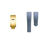 NINOMA Silicone Rubber Watchband 20mm 21mm 22mm Compatible With Rolex Tudor Omega Flat End Watch Belt Soft Rubber Strap Folding Buckle(Gray gold,21mm-width)