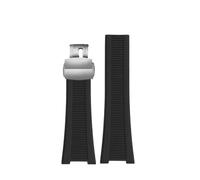 NINOMA Silicone Rubber Watchband Compatible With Patek Philippe Nautilus Series 5711 5712 5980 Waterproof Watch Strap Bracelet Male(Black-silver)