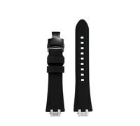 NINOMA Special Silicone Watch Strap Compatible With Maurice Lacroix AIKON AI6008/6007/6038/6058/1018/1008 Watch Band Men's Bracelet Waterproof Soft(Black-Black B,For AI1108)