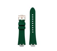 NINOMA Special Silicone Watch Strap Compatible With Maurice Lacroix AIKON AI6008/6007/6038/6058/1018/1008 Watch Band Men's Bracelet Waterproof Soft(1Green-Rosegold A,For AI1108)