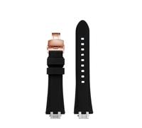 NINOMA Special Silicone Watch Strap Compatible With Maurice Lacroix AIKON AI6008/6007/6038/6058/1018/1008 Watch Band Men's Bracelet Waterproof Soft(Black-Rosegold B,For AI1018)