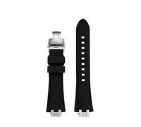 NINOMA Special Silicone Watch Strap Compatible With Maurice Lacroix AIKON AI6008/6007/6038/6058/1018/1008 Watch Band Men's Bracelet Waterproof Soft(Black-Silver B,For AI6058)