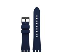 NINOMA Waterproof Silicone Watch Strap Compatible With Swatch YVS420 YVS454 Rubber Band Concave Convex Interface Watch Accessories 19mm 21mm(Blue-Black,21mm)