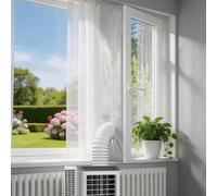 Ninonly Air Conditioner Window Seal 400cm, Universal AC Window Kit for Casement & Outward Opening Windows, Portable Hot Air Stop Seal with Zip & Cable Ties, No Drilling Fits Any Exhaust Hose