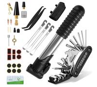 Ninonly Bike Repair Kit 34Pcs Bike Puncture Repair Kit with 120PSI Mini Bicycle Pump, 16-in-1 Bicycle Multi Tool Puncture Repair Kit Bike Tyre with Saddle Bag for Mountain Road Bikes