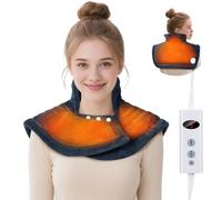 Ninonly Electric Heating Pad for Back Neck and Shoulders Pain Relief 50x56cm Auto-Off Heated Neck Warmer for Pain with 10 Heating Levels and 9 Timing Settings for Pain Relief, Muscle Tension